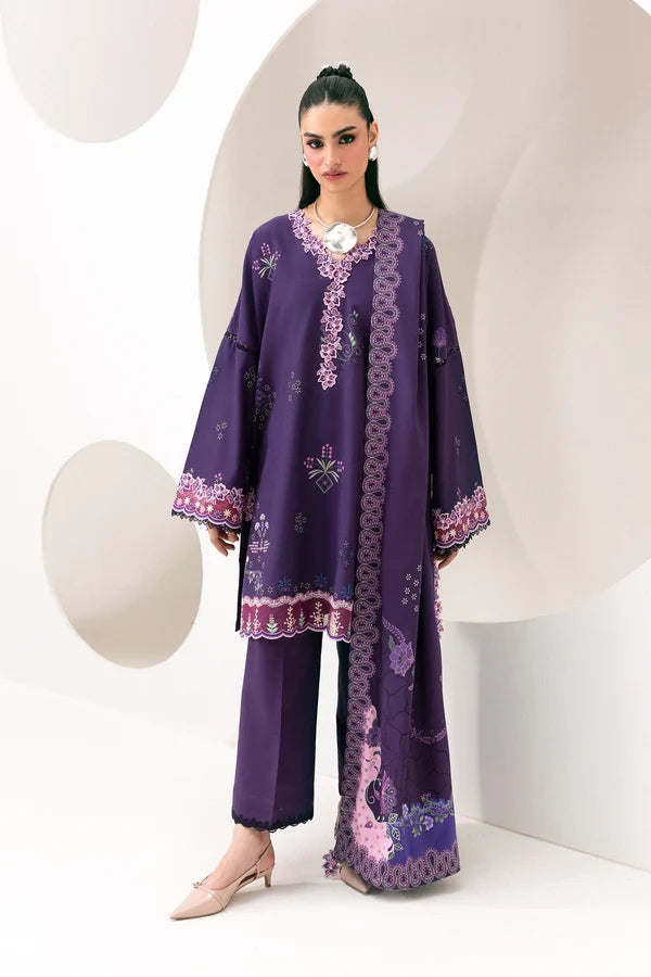 Q prints by Qalamkar Unstitched Embroidered Slub Linen 3 Piece Suit QLK26ULQ Ramsha QPW-09A - Winter Collection