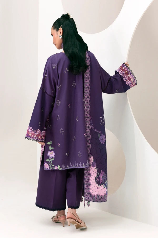 Q prints by Qalamkar Unstitched Embroidered Slub Linen 3 Piece Suit QLK26ULQ Ramsha QPW-09A - Winter Collection