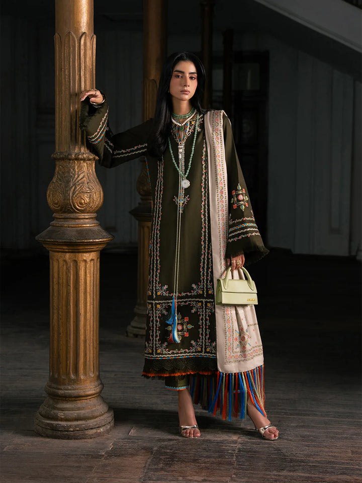 Dulzura by Bin Ilyas Unstitched Embroidered Leather Peach 3 Piece Suit BI26UPD 1021B - Leather Collection