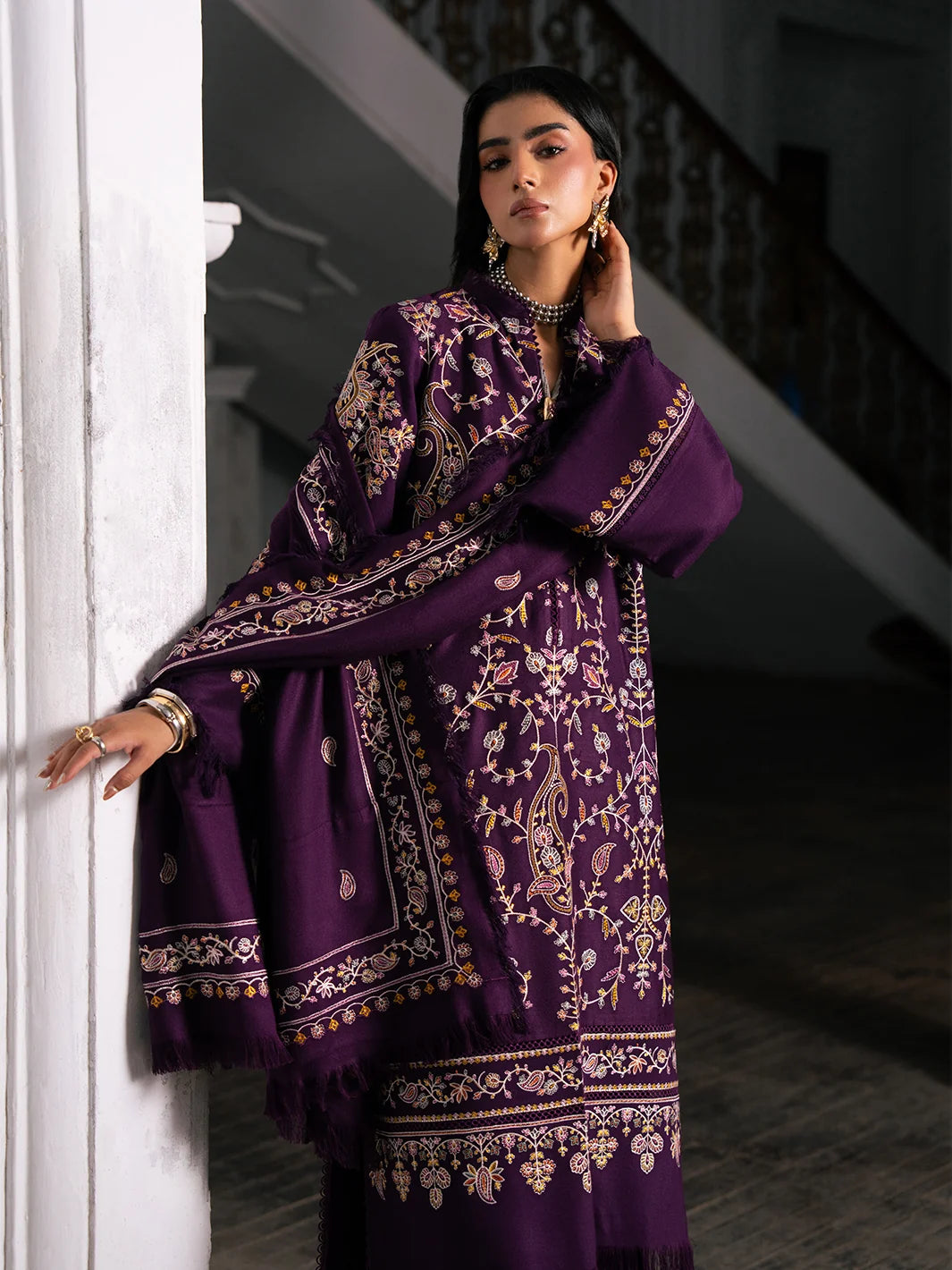 Dulzura by Bin Ilyas Unstitched Embroidered Leather Peach 3 Piece Suit BI26UPD 1022A - Leather Collection