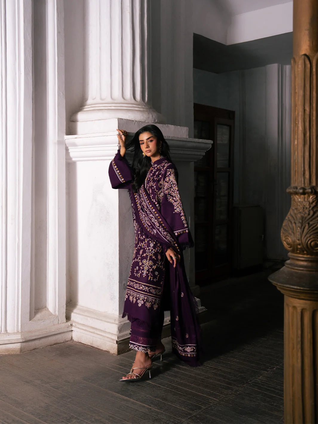 Dulzura by Bin Ilyas Unstitched Embroidered Leather Peach 3 Piece Suit BI26UPD 1022A - Leather Collection