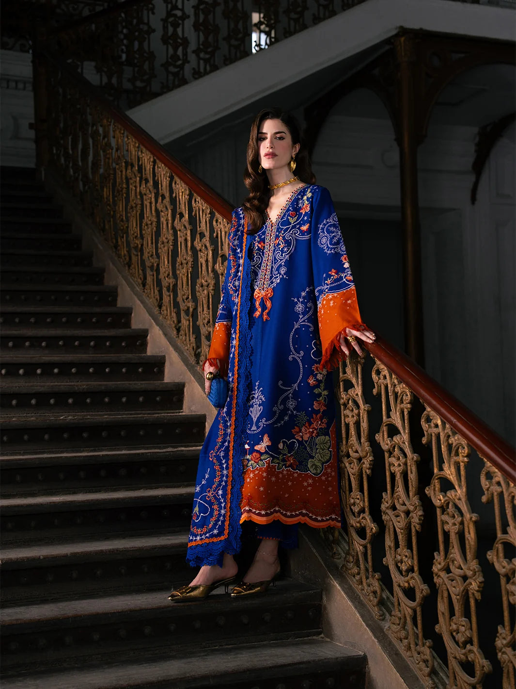 Dulzura by Bin Ilyas Unstitched Embroidered Leather Peach 3 Piece Suit BI26UPD 1023B - Leather Collection