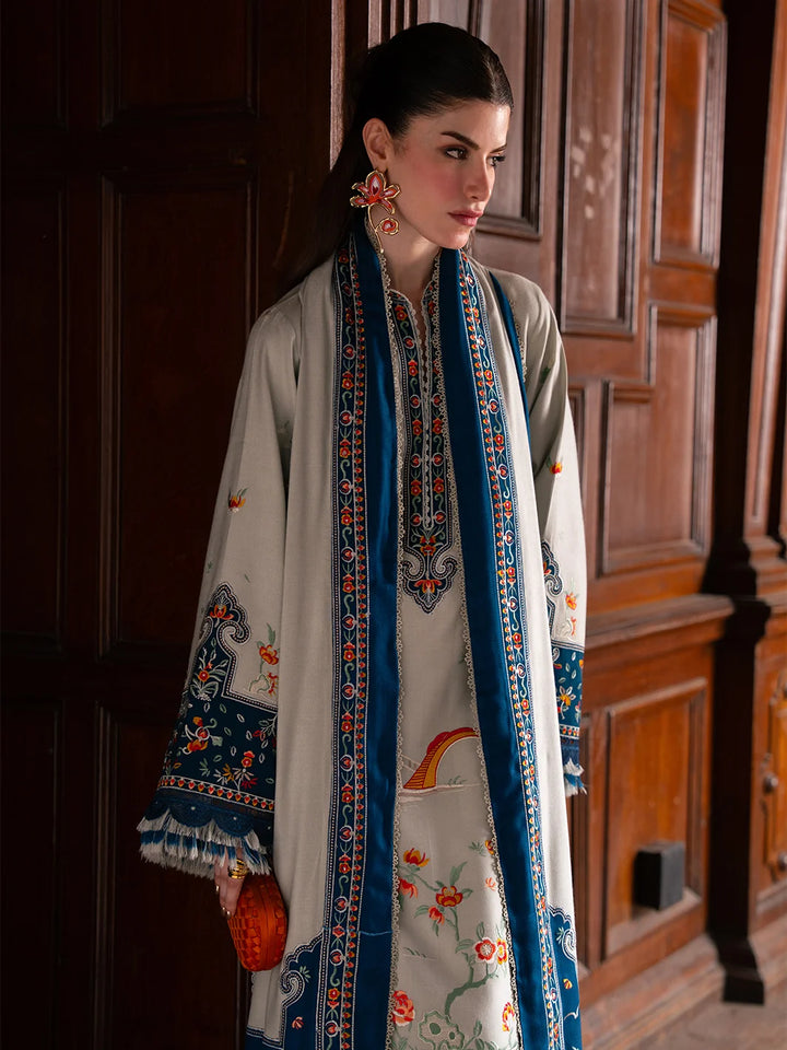 Dulzura by Bin Ilyas Unstitched Embroidered Leather Peach 3 Piece Suit BI26UPD 1024A - Leather Collection