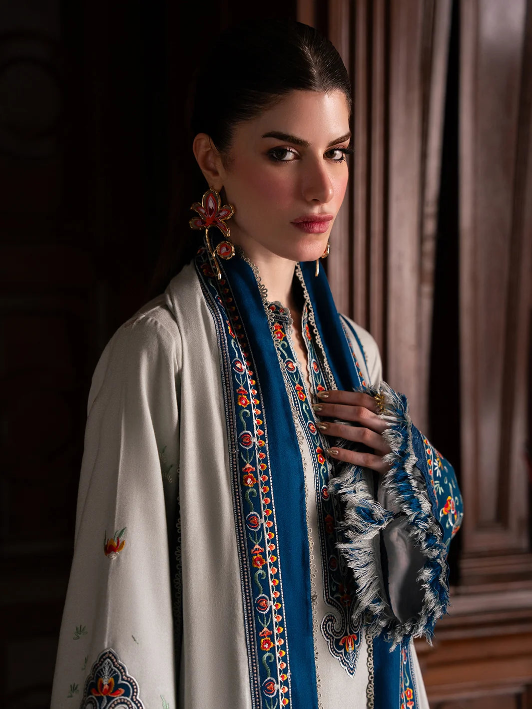 Dulzura by Bin Ilyas Unstitched Embroidered Leather Peach 3 Piece Suit BI26UPD 1024A - Leather Collection