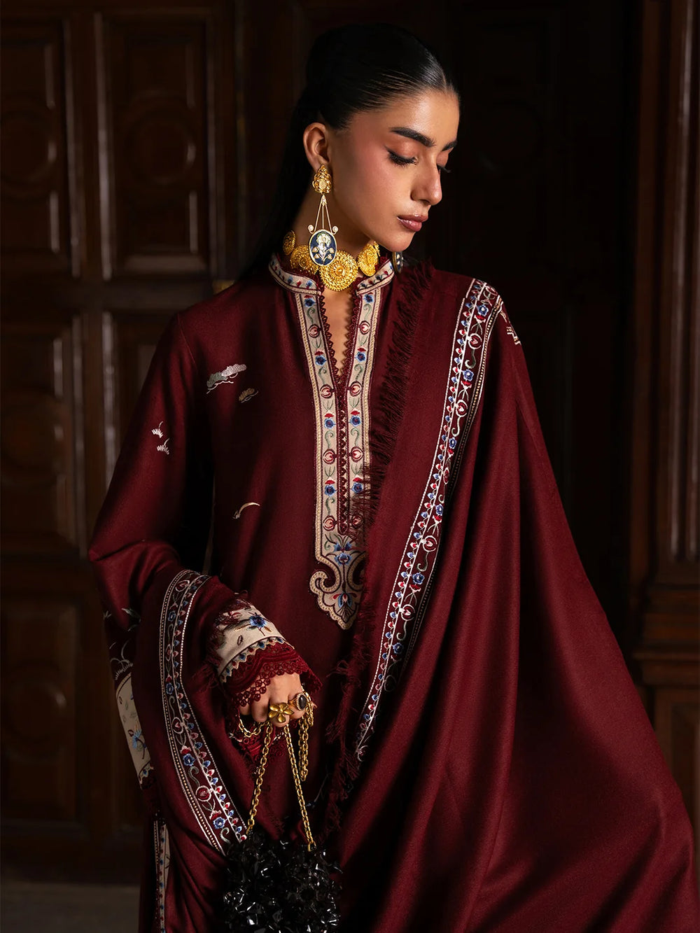 Dulzura by Bin Ilyas Unstitched Embroidered Leather Peach 3 Piece Suit BI26UPD 1024B - Leather Collection