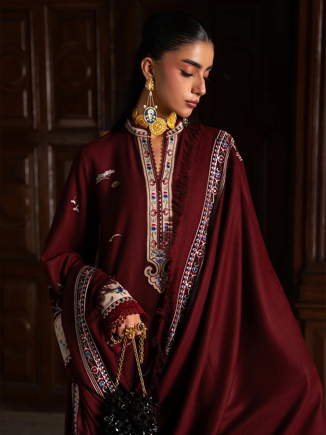 Dulzura by Bin Ilyas Unstitched Embroidered Leather Peach 3 Piece Suit BI26UPD 1024B - Leather Collection