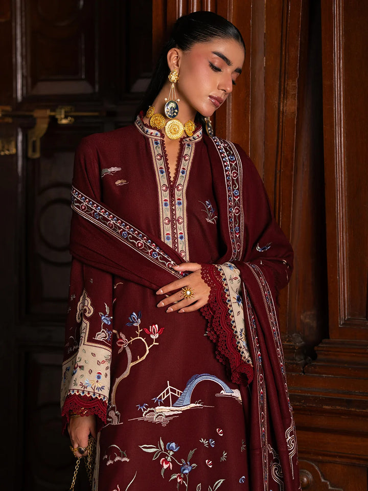 Dulzura by Bin Ilyas Unstitched Embroidered Leather Peach 3 Piece Suit BI26UPD 1024B - Leather Collection