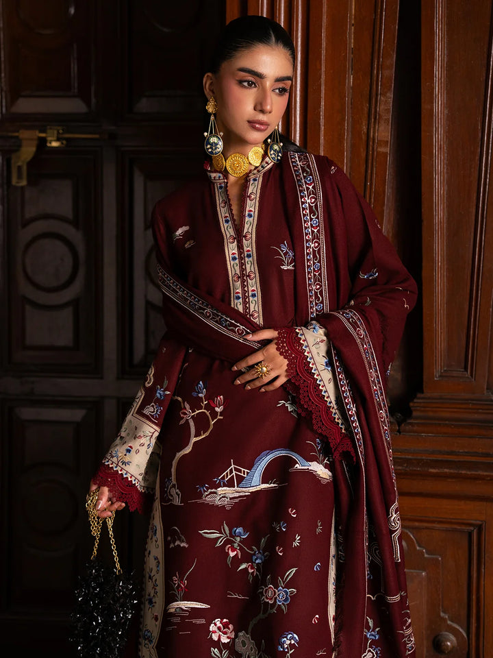 Dulzura by Bin Ilyas Unstitched Embroidered Leather Peach 3 Piece Suit BI26UPD 1024B - Leather Collection