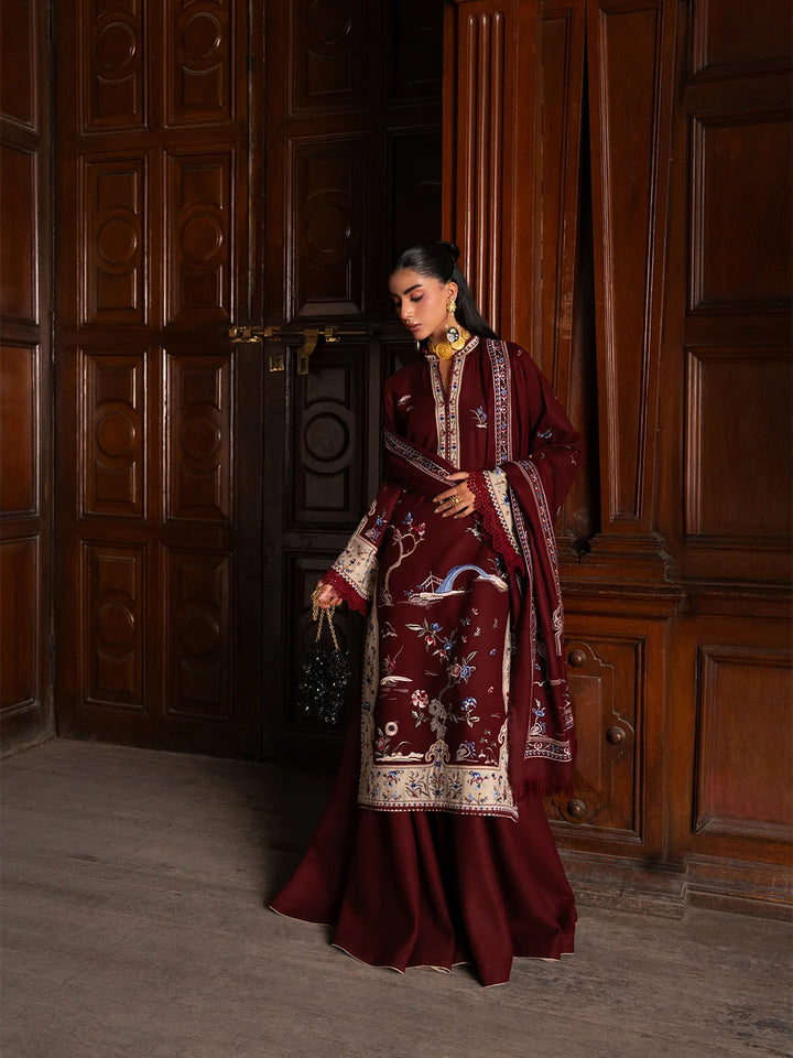 Dulzura by Bin Ilyas Unstitched Embroidered Leather Peach 3 Piece Suit BI26UPD 1024B - Leather Collection
