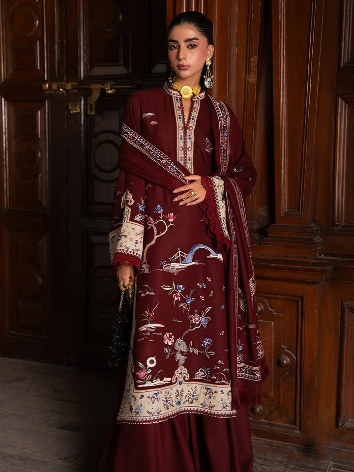 Dulzura by Bin Ilyas Unstitched Embroidered Leather Peach 3 Piece Suit BI26UPD 1024B - Leather Collection
