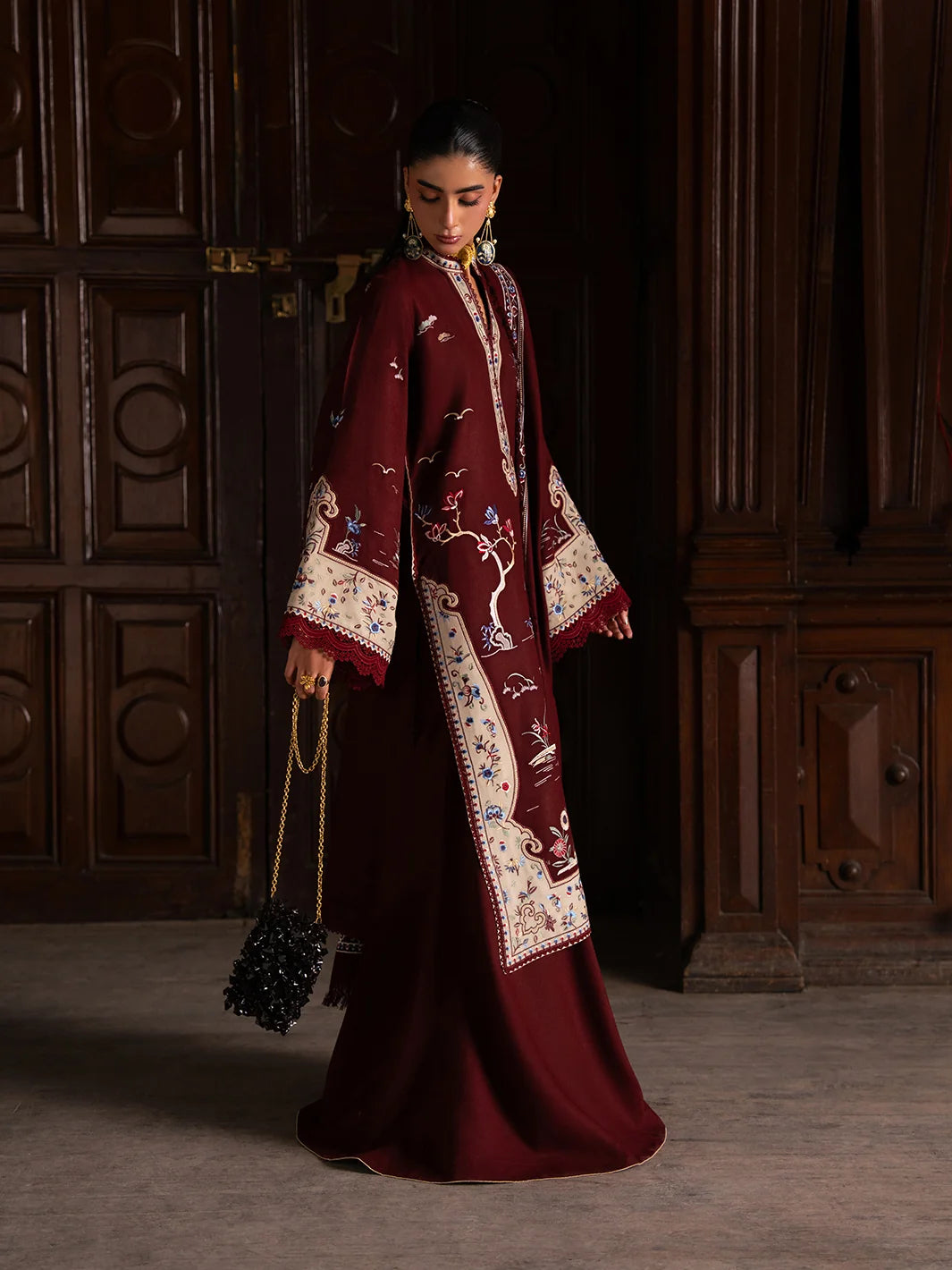 Dulzura by Bin Ilyas Unstitched Embroidered Leather Peach 3 Piece Suit BI26UPD 1024B - Leather Collection