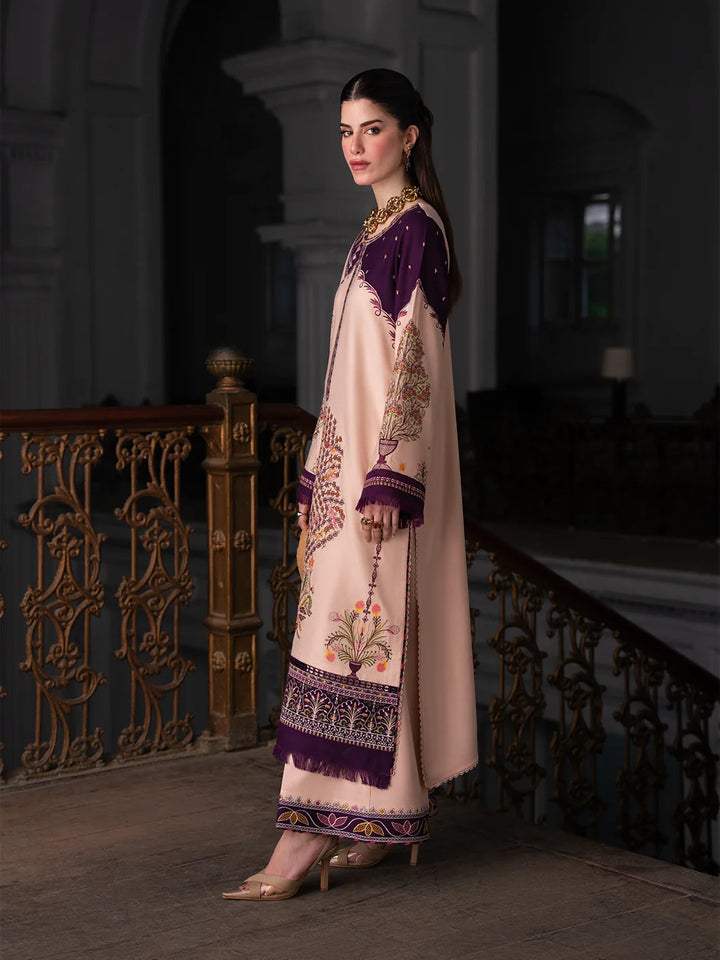Dulzura by Bin Ilyas Unstitched Embroidered Leather Peach 3 Piece Suit BI26UPD 1025A - Leather Collection