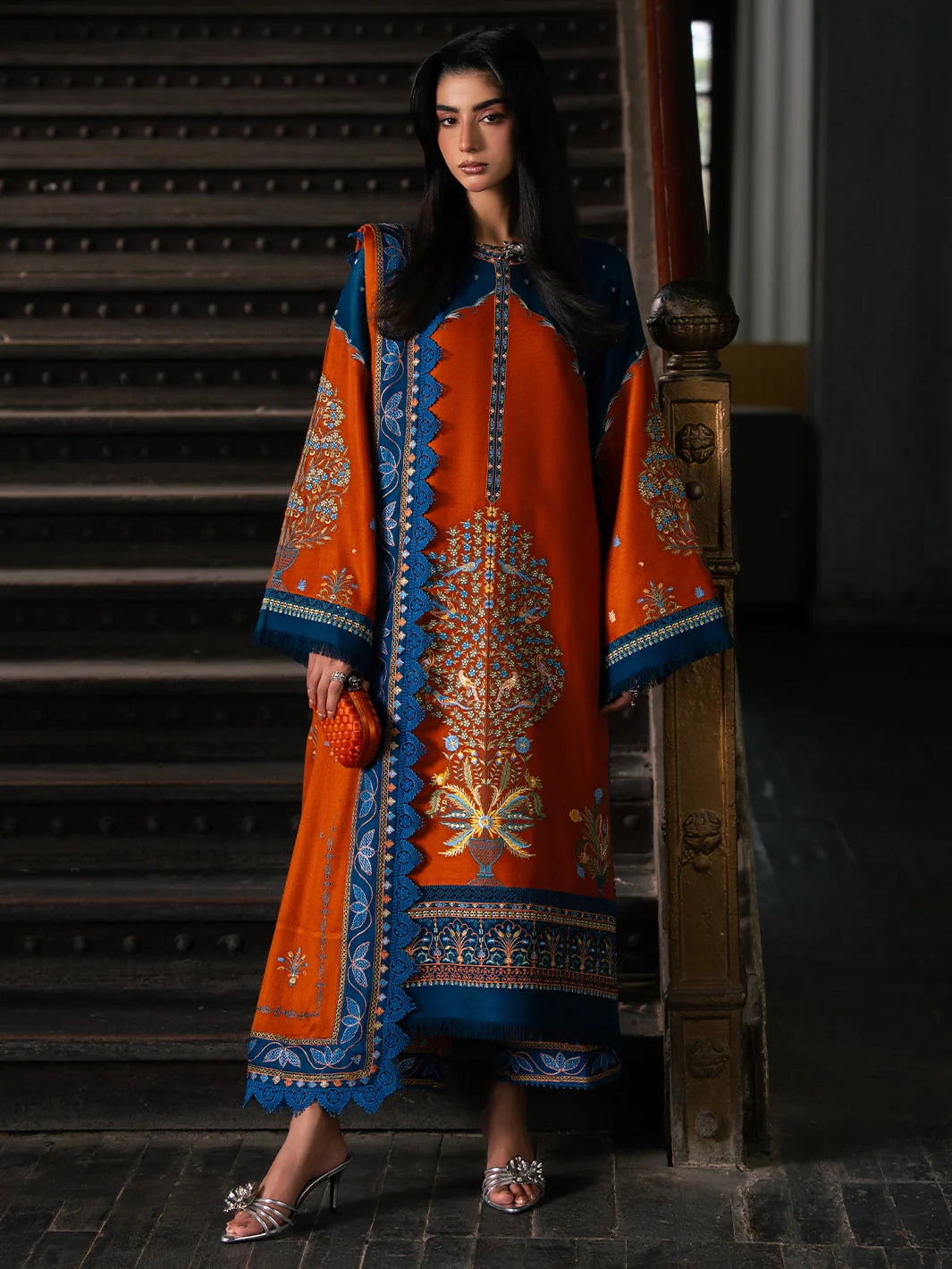 Dulzura by Bin Ilyas Unstitched Embroidered Leather Peach 3 Piece Suit BI26UPD 1025B - Leather Collection