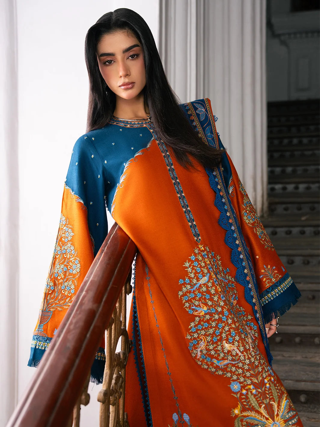 Dulzura by Bin Ilyas Unstitched Embroidered Leather Peach 3 Piece Suit BI26UPD 1025B - Leather Collection