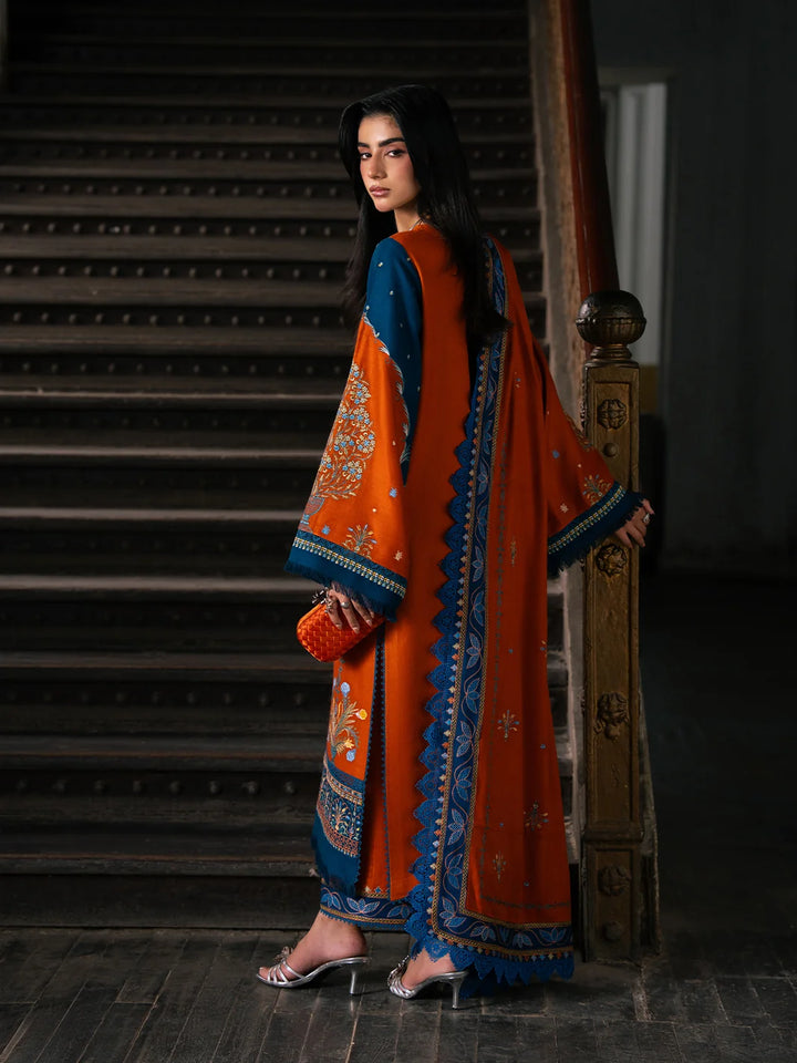 Dulzura by Bin Ilyas Unstitched Embroidered Leather Peach 3 Piece Suit BI26UPD 1025B - Leather Collection