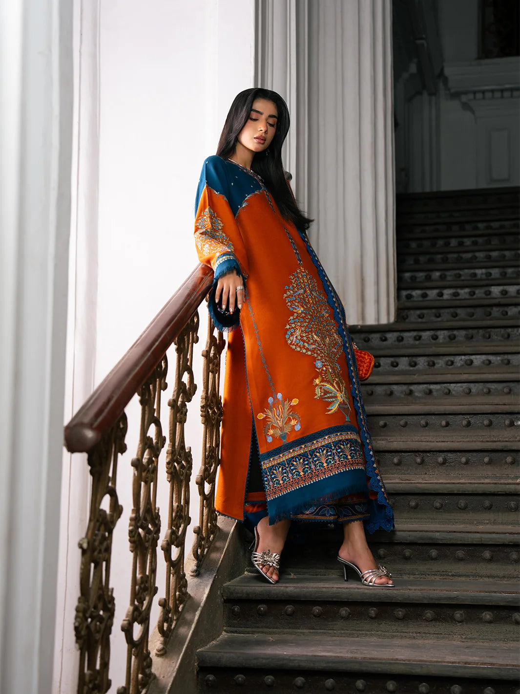 Dulzura by Bin Ilyas Unstitched Embroidered Leather Peach 3 Piece Suit BI26UPD 1025B - Leather Collection