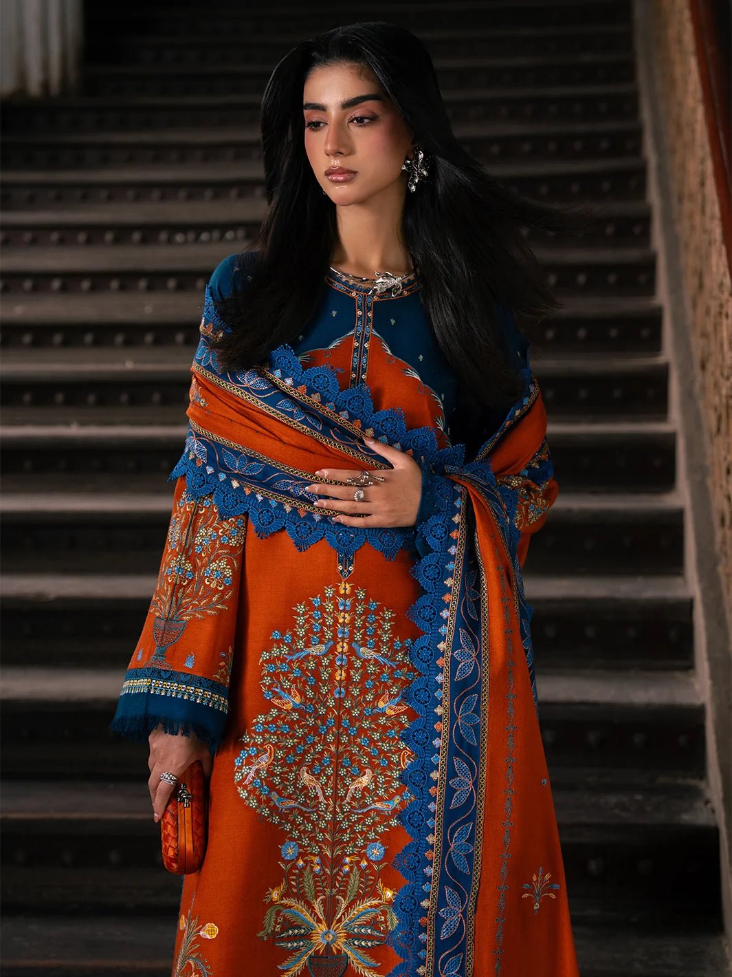Dulzura by Bin Ilyas Unstitched Embroidered Leather Peach 3 Piece Suit BI26UPD 1025B - Leather Collection