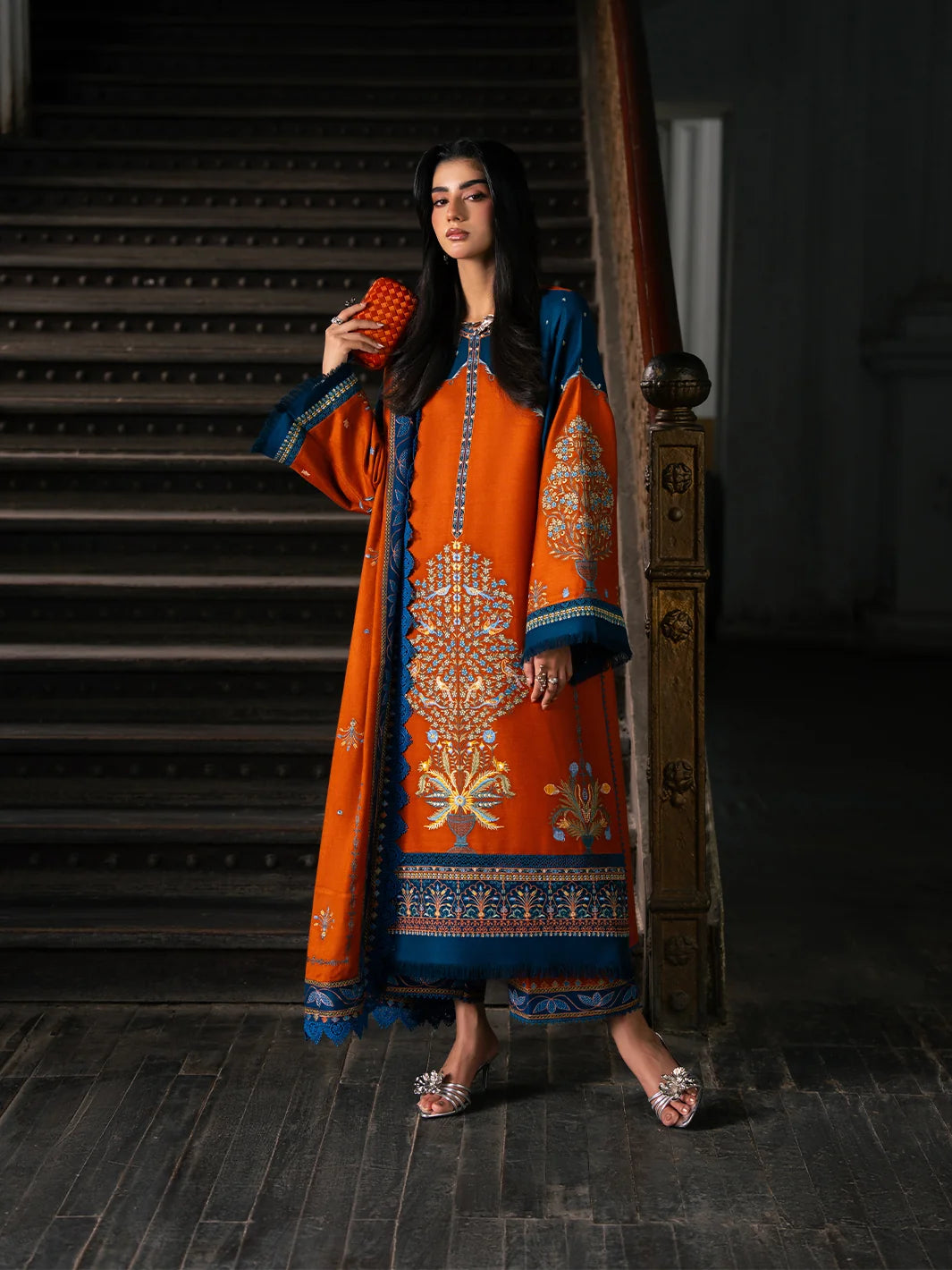 Dulzura by Bin Ilyas Unstitched Embroidered Leather Peach 3 Piece Suit BI26UPD 1025B - Leather Collection