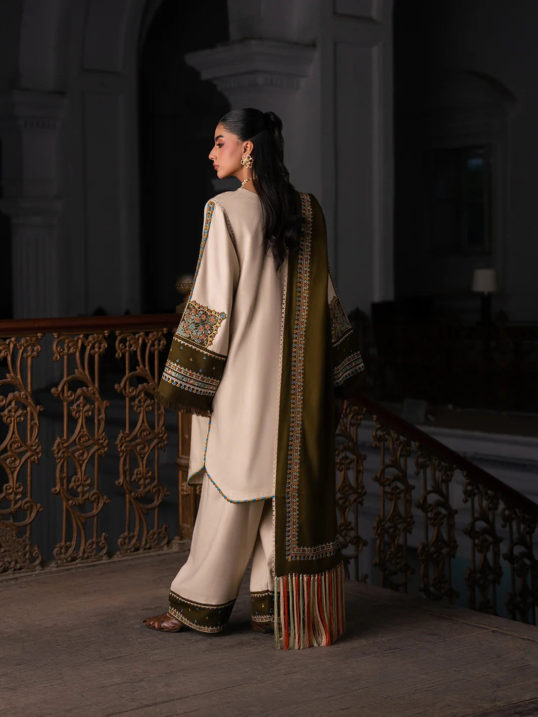 Dulzura by Bin Ilyas Unstitched Embroidered Leather Peach 3 Piece Suit BI26UPD 1026B - Leather Collection