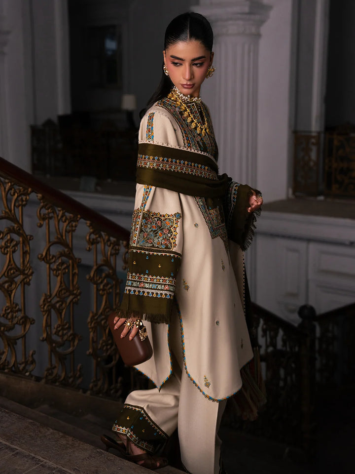 Dulzura by Bin Ilyas Unstitched Embroidered Leather Peach 3 Piece Suit BI26UPD 1026B - Leather Collection