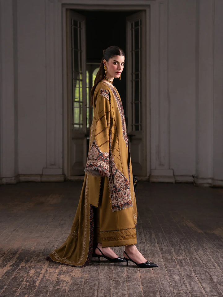 Dulzura by Bin Ilyas Unstitched Embroidered Leather Peach 3 Piece Suit BI26UPD 1027B - Leather Collection