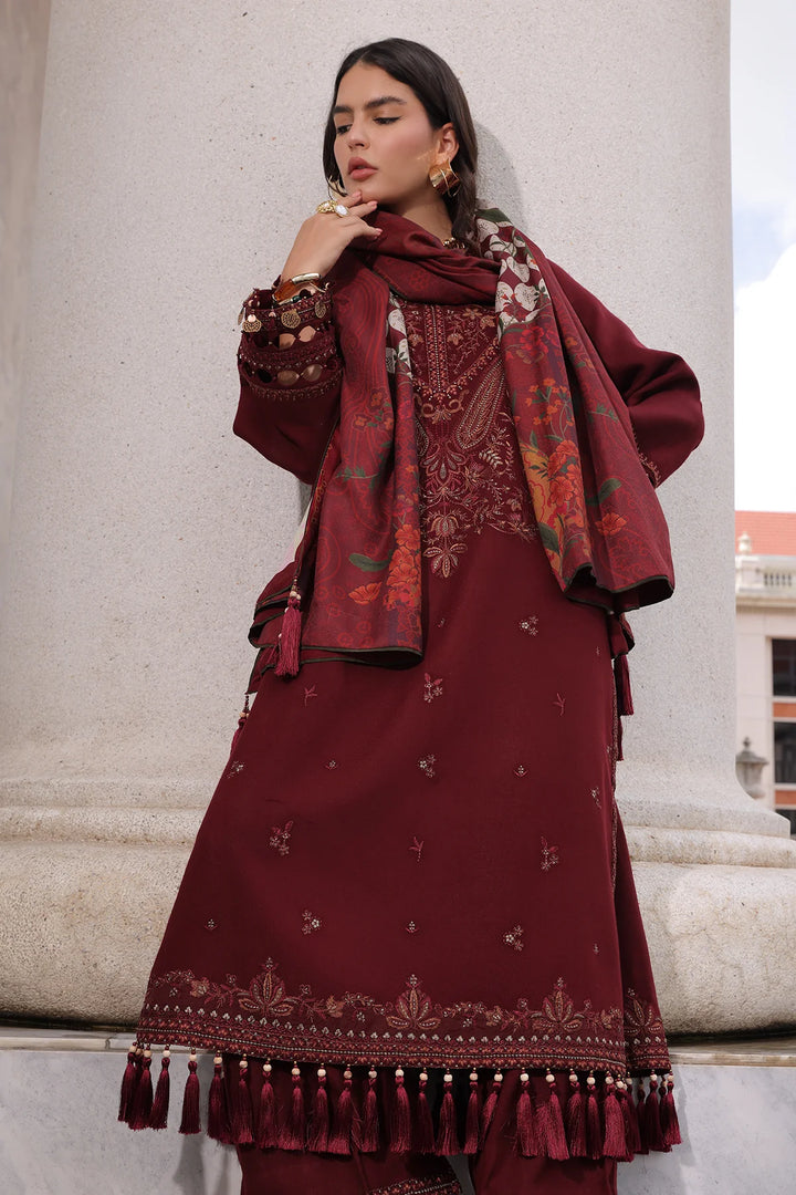 Poshima by Charizma Unstitched Embroidered Leather Peach 3 Piece Suit CHR26UPL PSW6-18 - Winter Collection