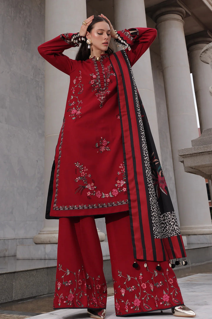 Poshima by Charizma Unstitched Embroidered Leather Peach 3 Piece Suit CHR26UPL PSW6-20 - Winter Collection
