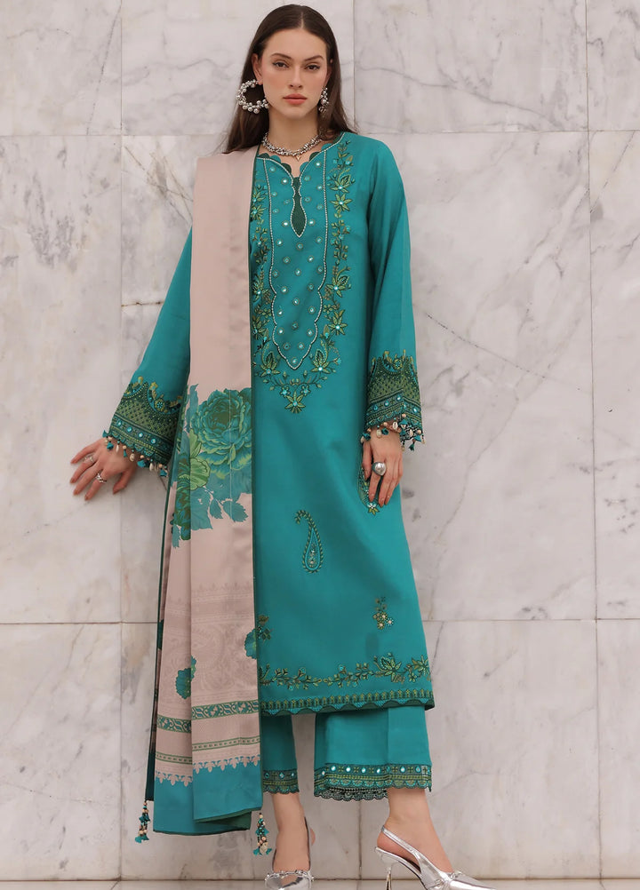 Poshima by Charizma Unstitched Embroidered Leather Peach 3 Piece Suit CHR26UPL PSW6-21 - Winter Collection