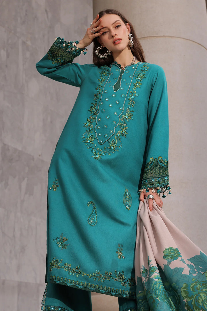 Poshima by Charizma Unstitched Embroidered Leather Peach 3 Piece Suit CHR26UPL PSW6-21 - Winter Collection
