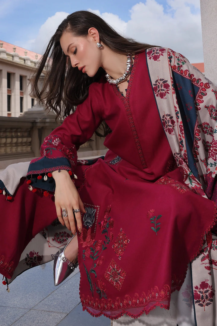 Poshima by Charizma Unstitched Embroidered Leather Peach 3 Piece Suit CHR26UPL PSW6-23 - Winter Collection