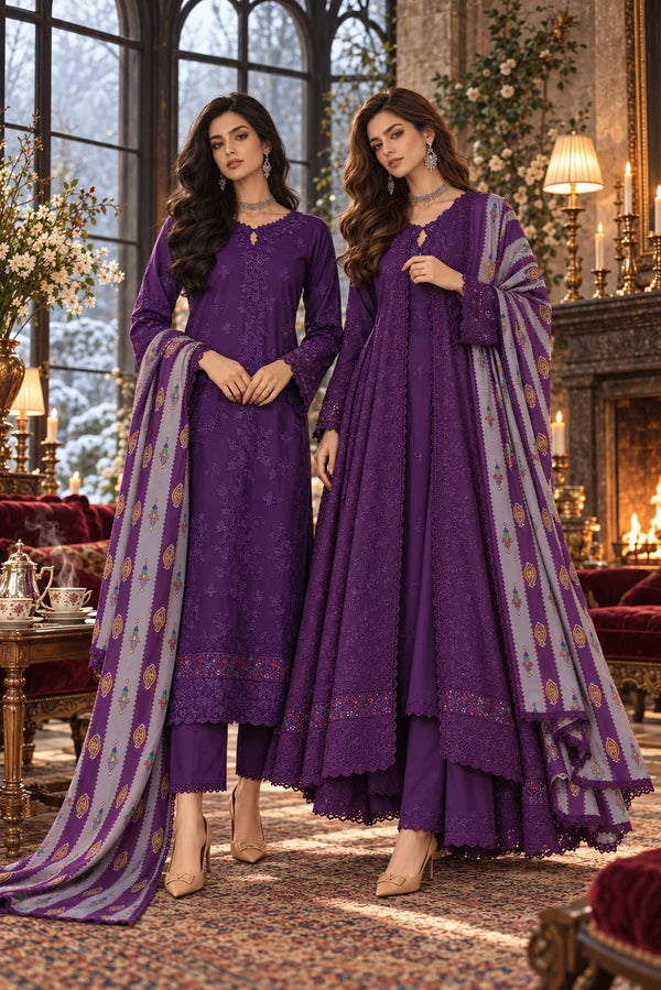 Noor by Saadia Asad Unstitched Embroidered Linen 3 Piece Suit SA26UNL D6 B - Winter Collection