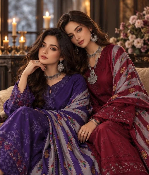 Noor by Saadia Asad Unstitched Embroidered Linen 3 Piece Suit SA26UNL D6 B - Winter Collection