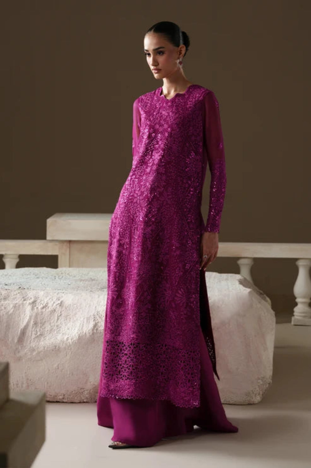 Modern Heirloom by Emaan Adeel Unstitched Embroidered Chiffon 3 Piece Suit EA26UMH Rose Memoir - Festive Collection