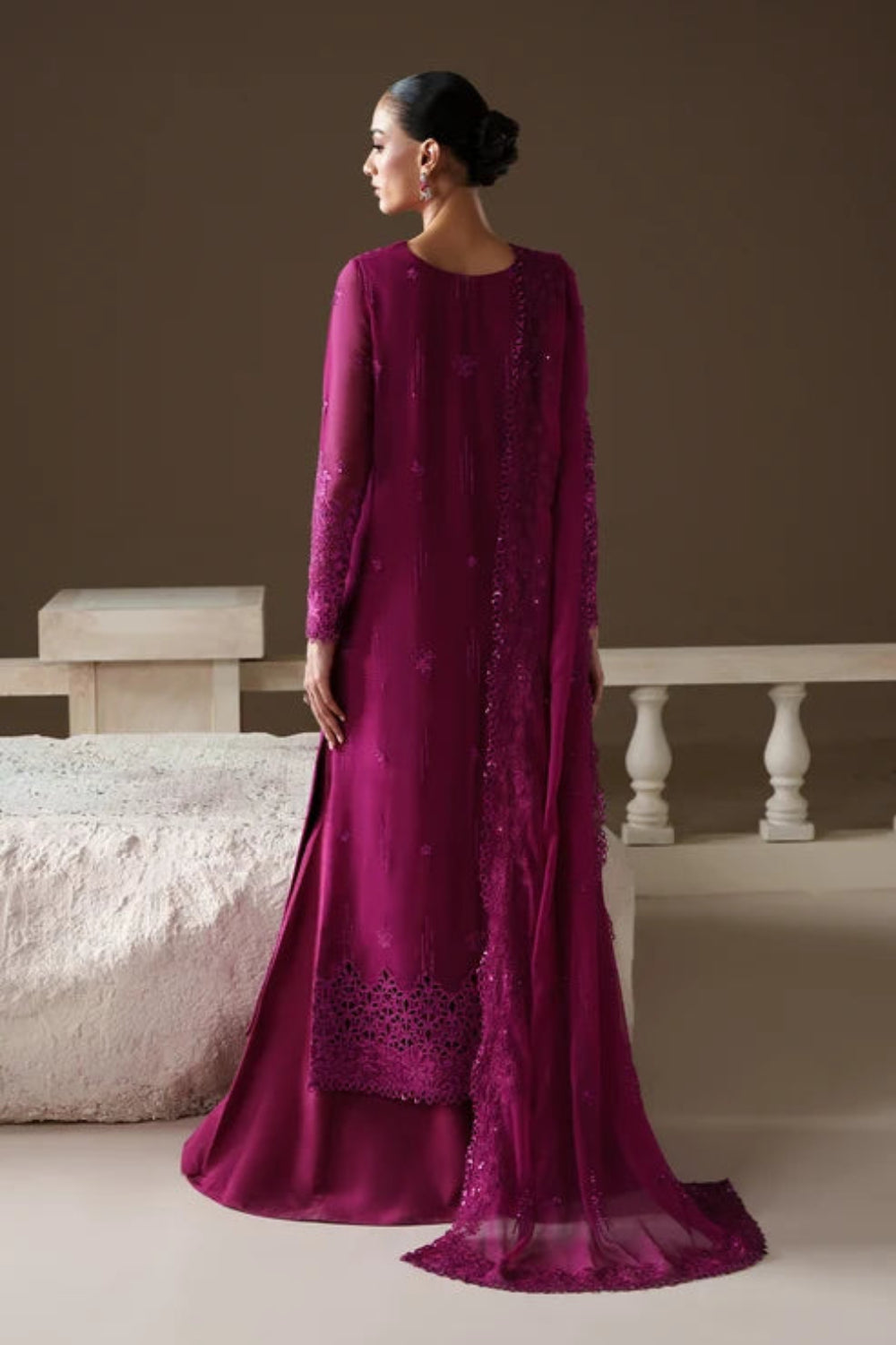 Modern Heirloom by Emaan Adeel Unstitched Embroidered Chiffon 3 Piece Suit EA26UMH Rose Memoir - Festive Collection