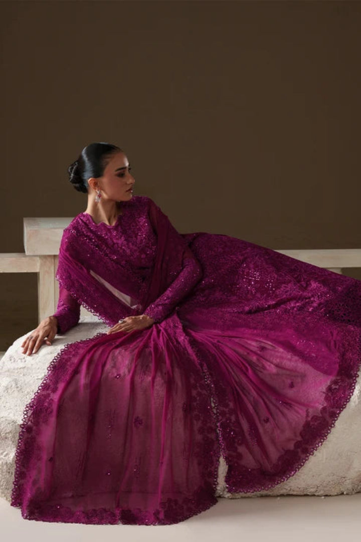 Modern Heirloom by Emaan Adeel Unstitched Embroidered Chiffon 3 Piece Suit EA26UMH Rose Memoir - Festive Collection