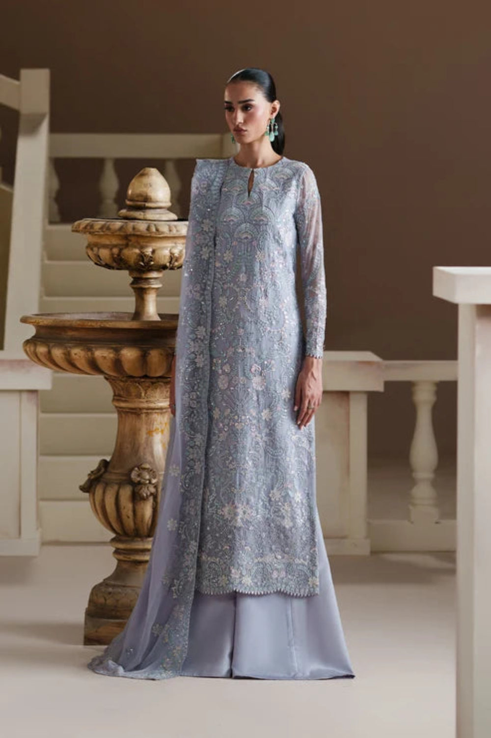 Modern Heirloom by Emaan Adeel Unstitched Embroidered Chiffon 3 Piece Suit EA26UMH Blue Verse - Festive Collection