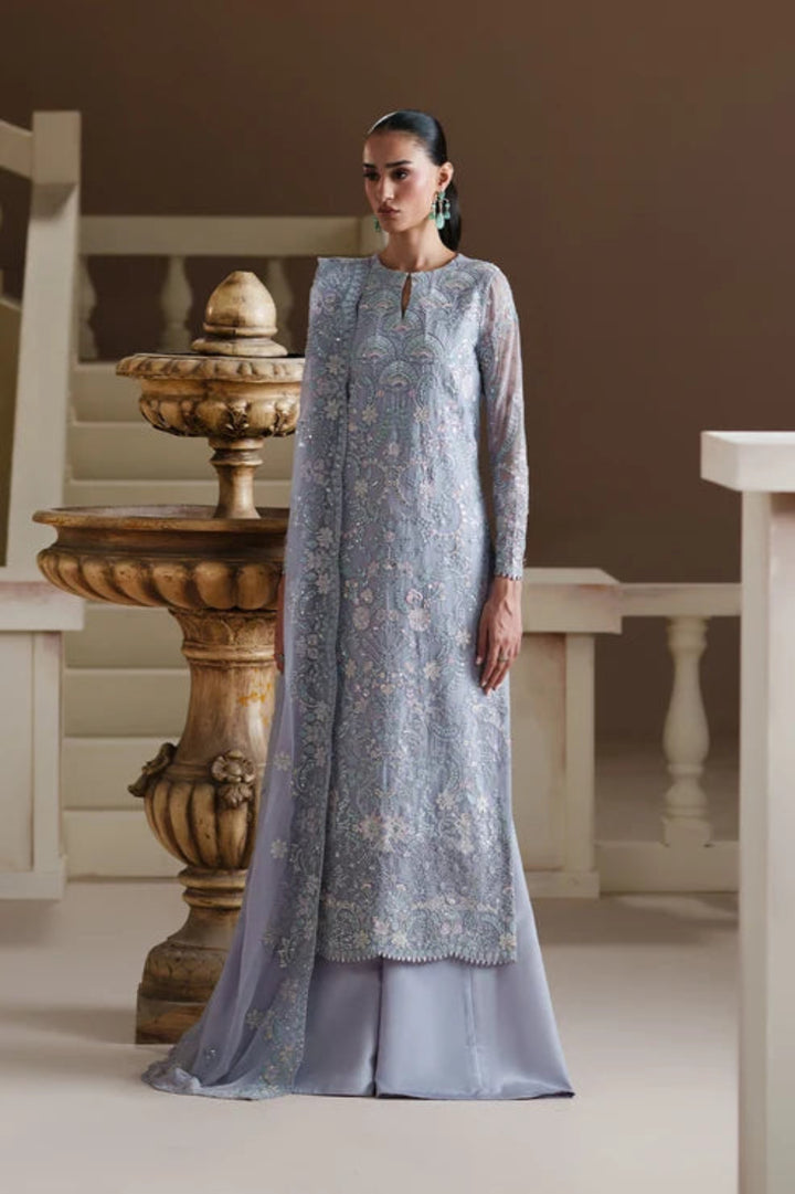 Modern Heirloom by Emaan Adeel Unstitched Embroidered Chiffon 3 Piece Suit EA26UMH Blue Verse - Festive Collection