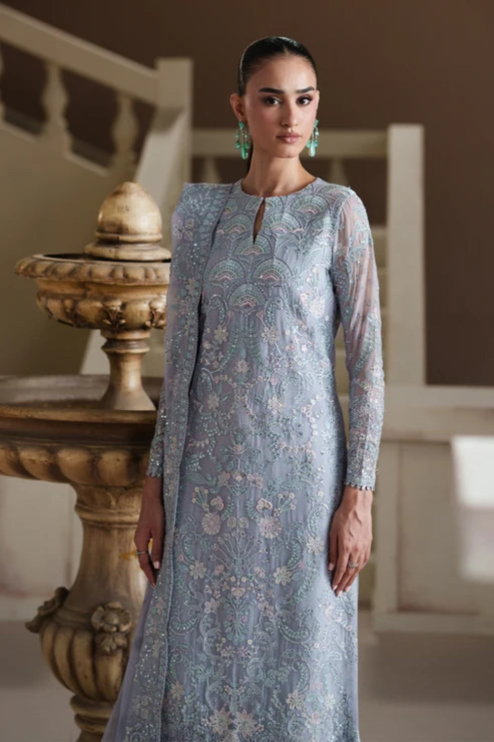 Modern Heirloom by Emaan Adeel Unstitched Embroidered Chiffon 3 Piece Suit EA26UMH Blue Verse - Festive Collection