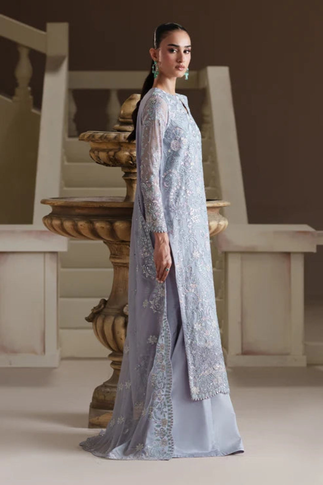 Modern Heirloom by Emaan Adeel Unstitched Embroidered Chiffon 3 Piece Suit EA26UMH Blue Verse - Festive Collection