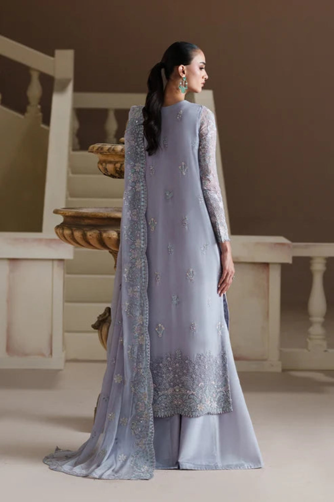 Modern Heirloom by Emaan Adeel Unstitched Embroidered Chiffon 3 Piece Suit EA26UMH Blue Verse - Festive Collection