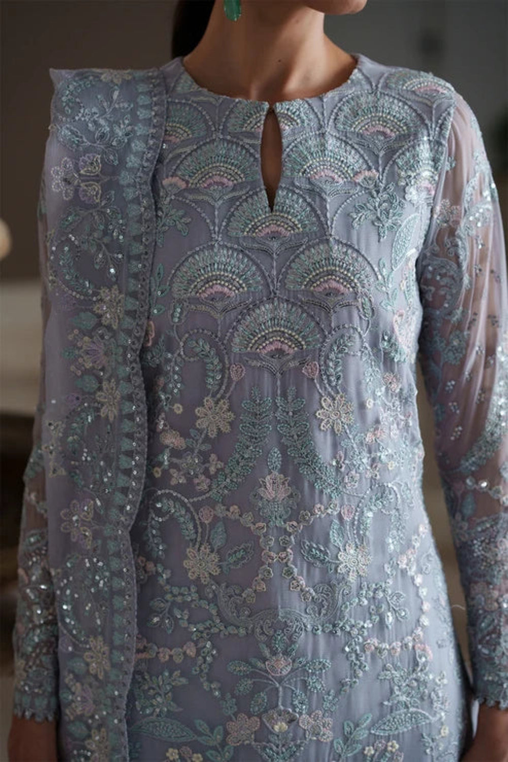 Modern Heirloom by Emaan Adeel Unstitched Embroidered Chiffon 3 Piece Suit EA26UMH Blue Verse - Festive Collection