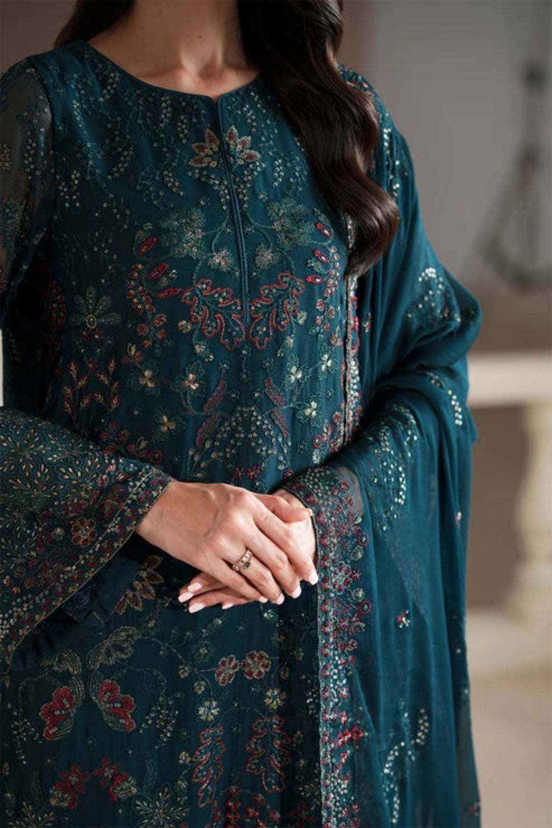 Modern Heirloom by Emaan Adeel Unstitched Embroidered Chiffon 3 Piece Suit EA26UMH Antique Charm - Festive Collection