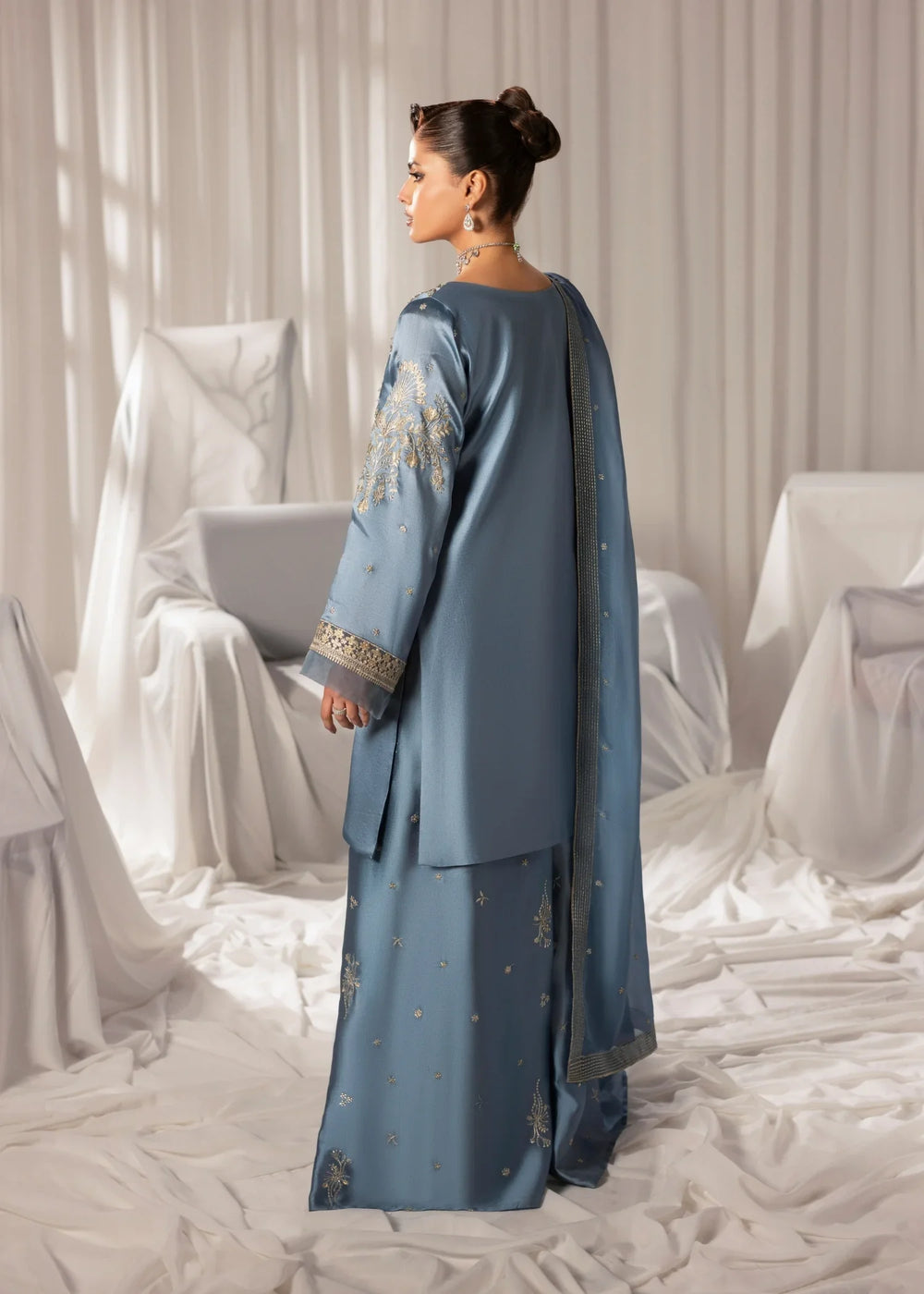 Celeste by Jamni RTW Embroidered Sheesh Silk 3 Piece Suit RAINDROP Festive Collection