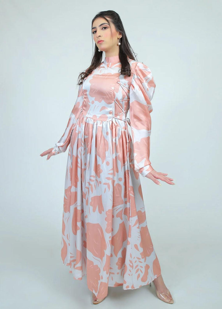 73 Degree East Casual Pret  Silk Maxi PEACH COCONUT