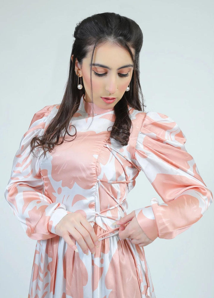 73 Degree East Casual Pret  Silk Maxi PEACH COCONUT