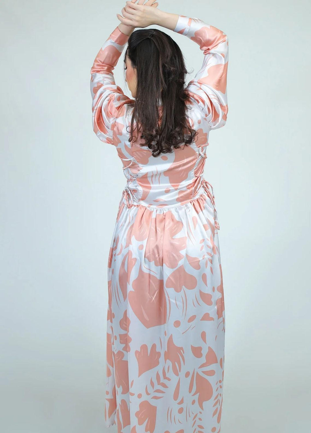 73 Degree East Casual Pret  Silk Maxi PEACH COCONUT