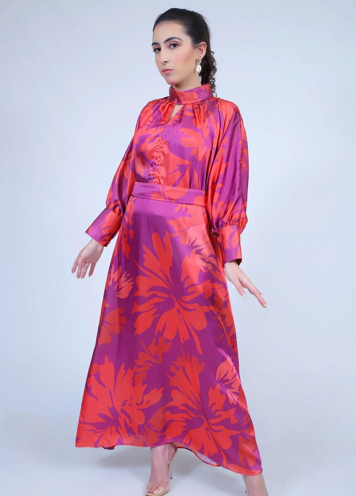 73 Degree East Casual Pret  Silk Maxi POPPY ROSE