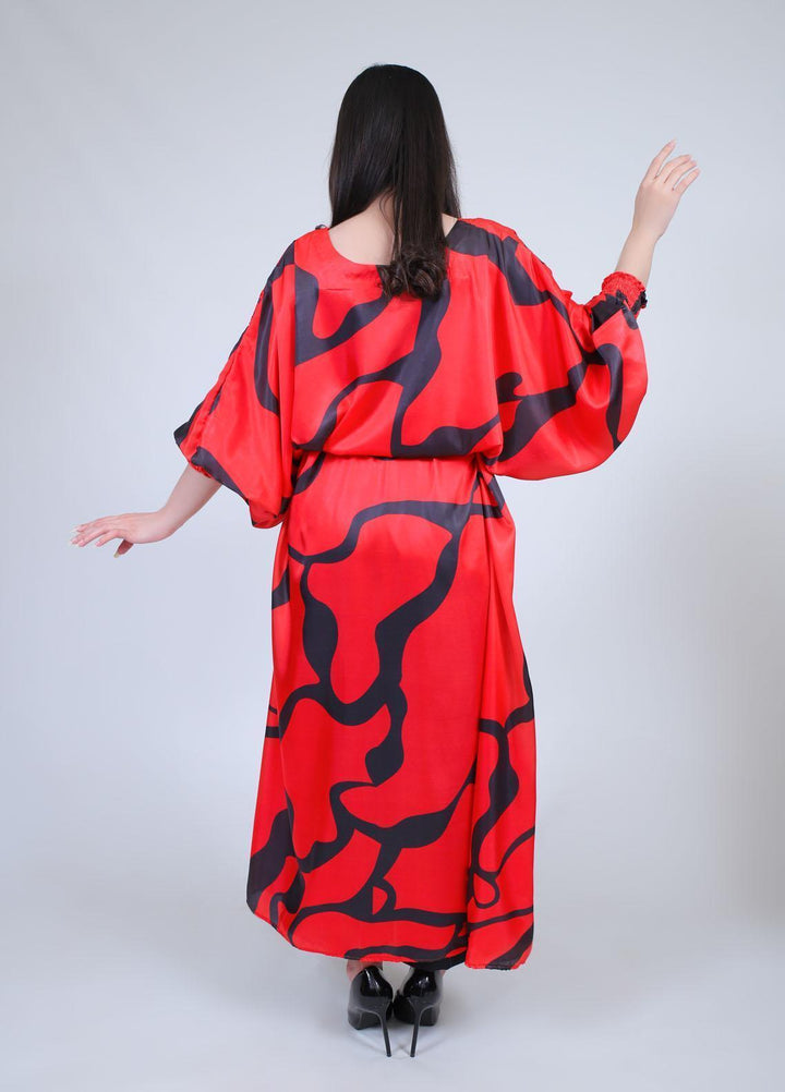73 Degree East Casual Pret  Silk Maxi A-983 RED SALT