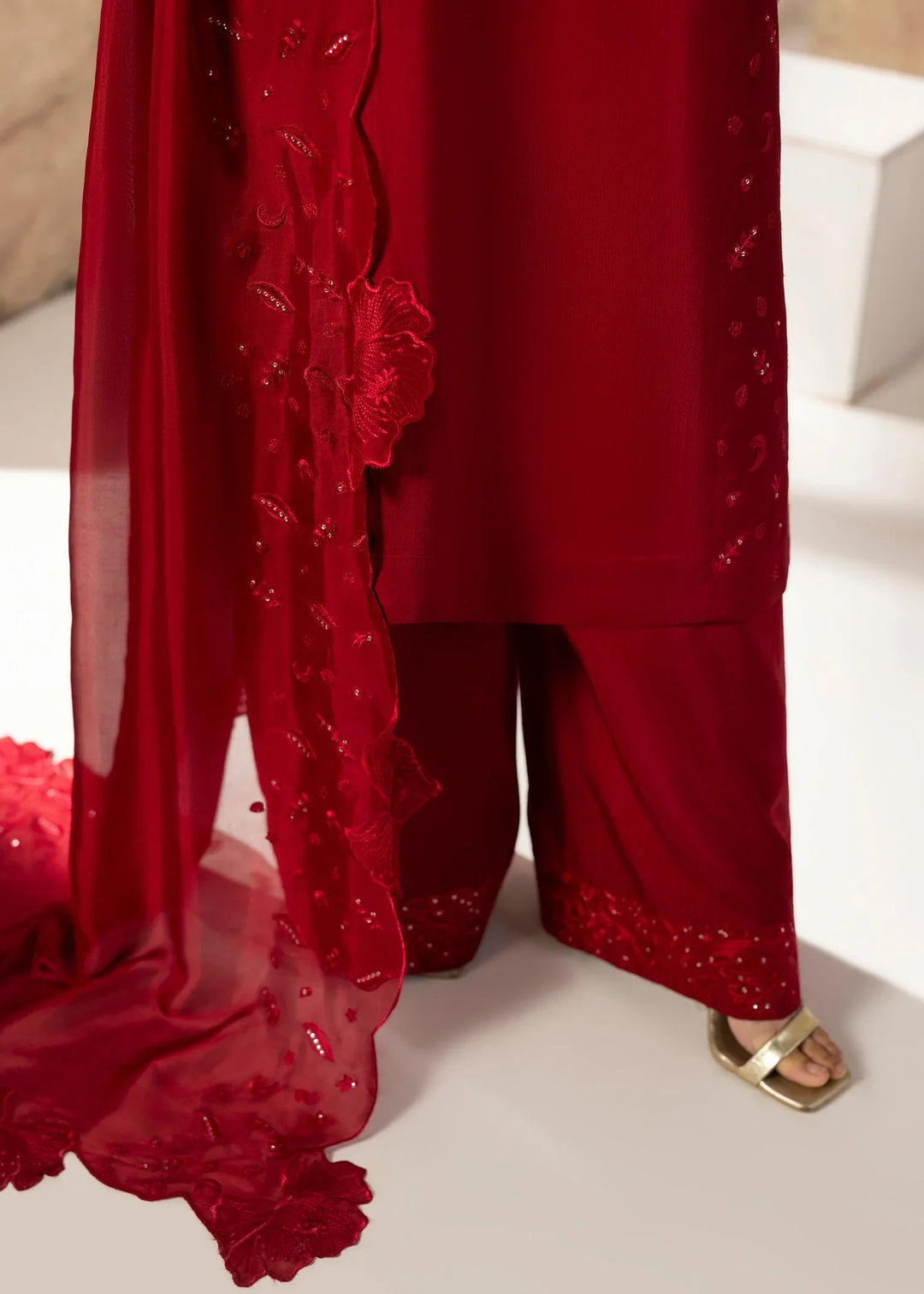 Silk Atelier by Jamni RTW Embroidered Korean Silk 3 Piece Suit CHERRY BLOOM Festive Collection