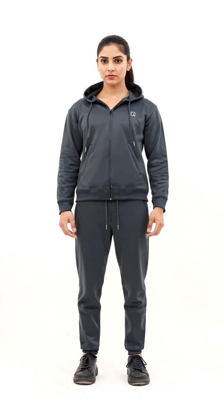 IQ Exclusive Women Winter Track Suit W-Grey Zip Hoodie Tracksuit